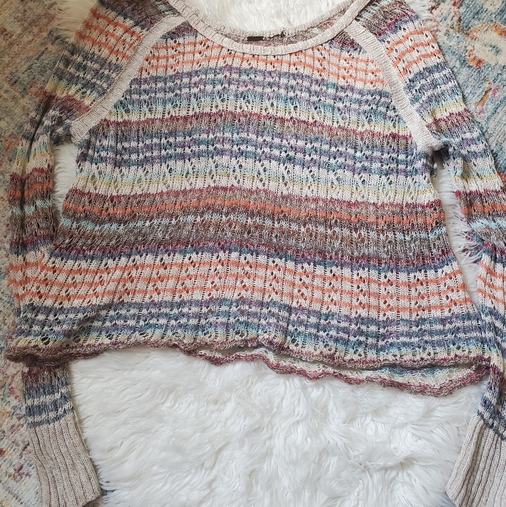 Free People | Wide Neck Striped Open Knit Sweater - Picture 4 of 4
